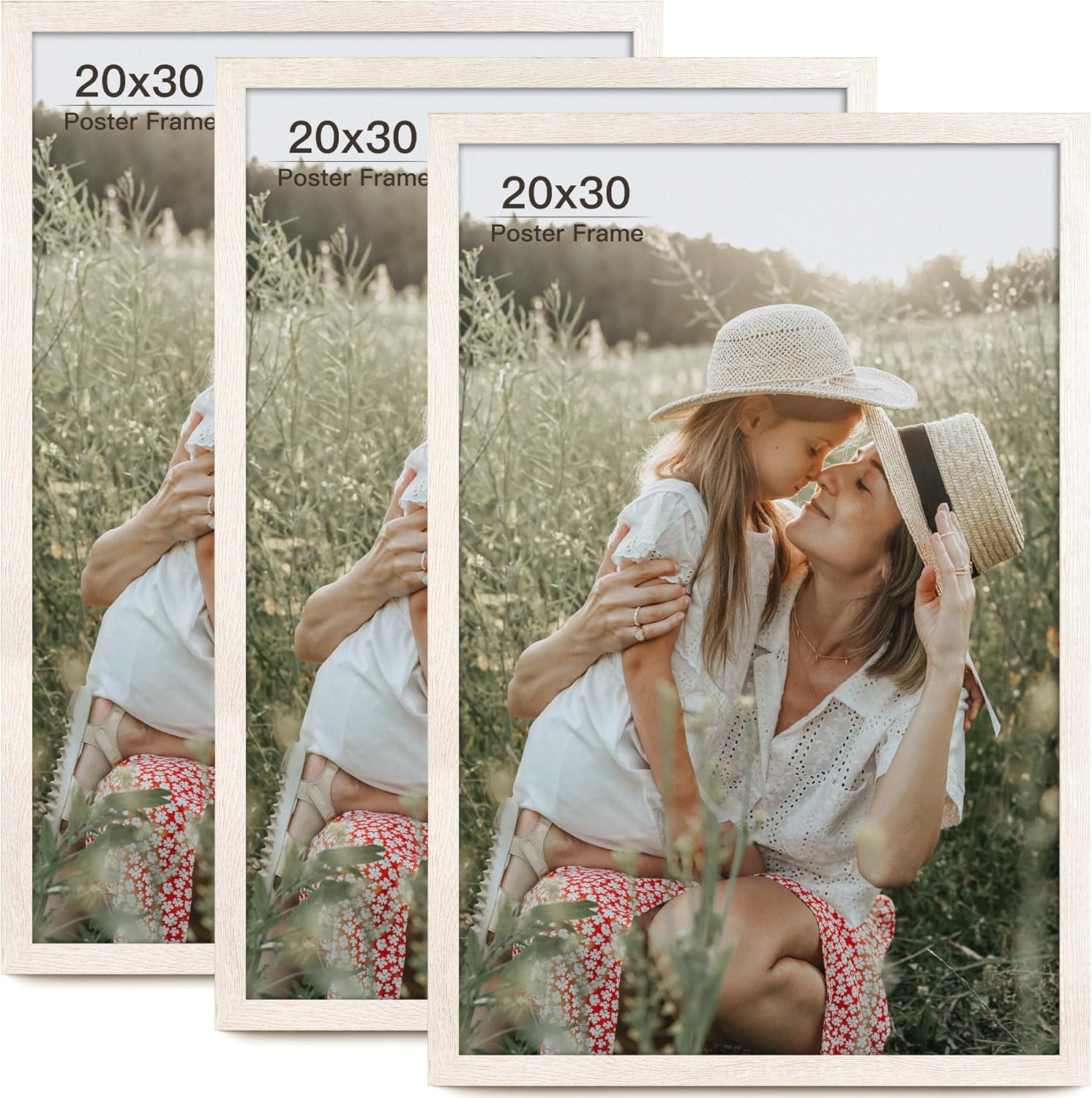 20x30 Frame Set of 3 for Gallery Wall Mounting in Rustic White