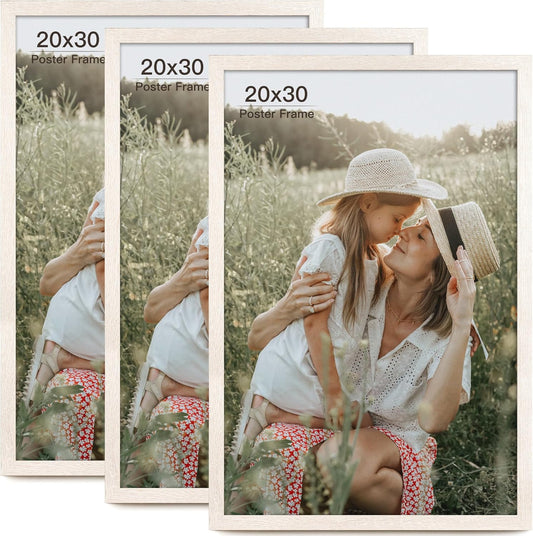 20x30 Frame Set of 3 for Gallery Wall Mounting in Rustic White