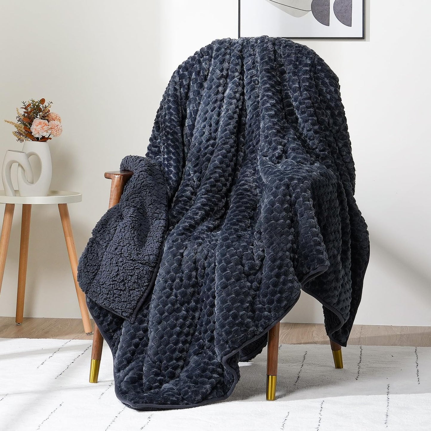 Wemore Fleece Weighted Blanket for Adults - Cozy Dual Sided Design