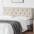 Linen Upholstered Headboard King Size with Diamond Tufting