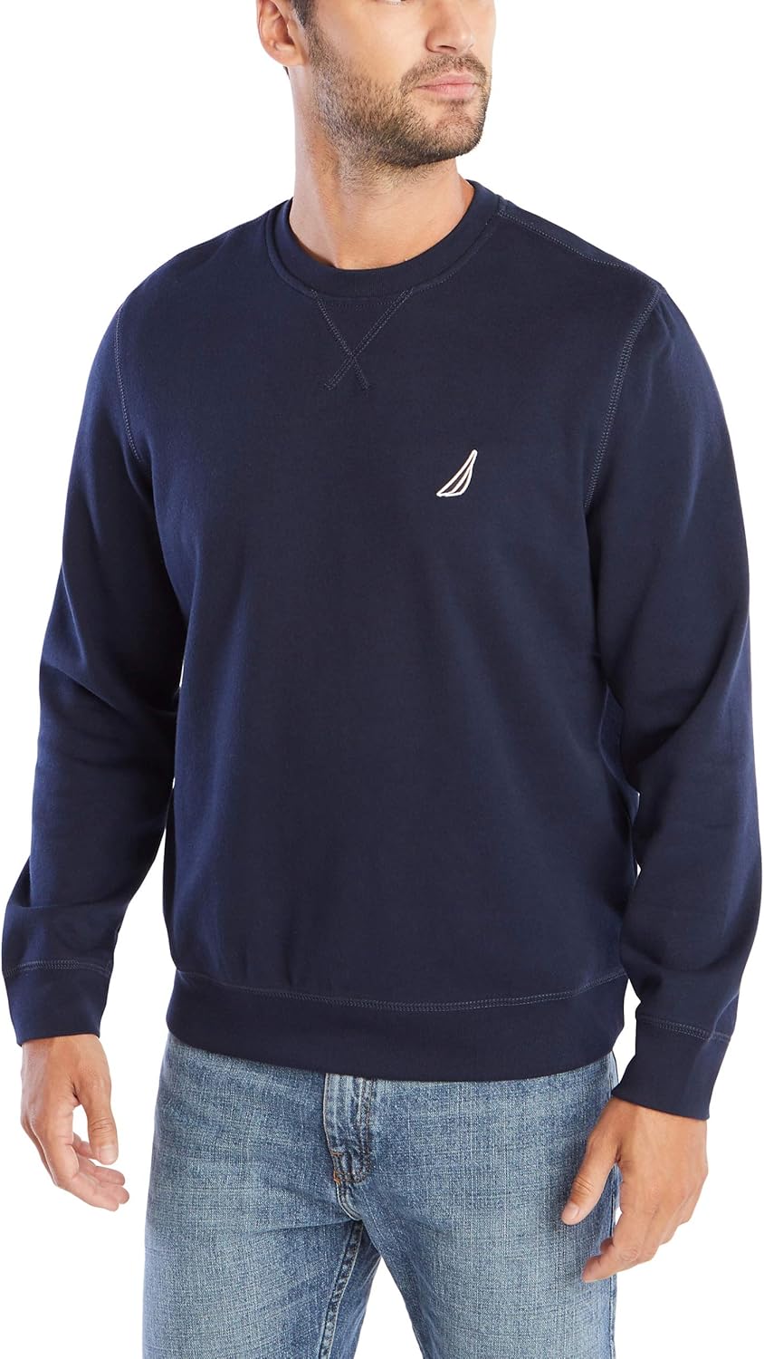 Nautica Mens Basic Crew Neck Fleece Sweatshirt for Comfort