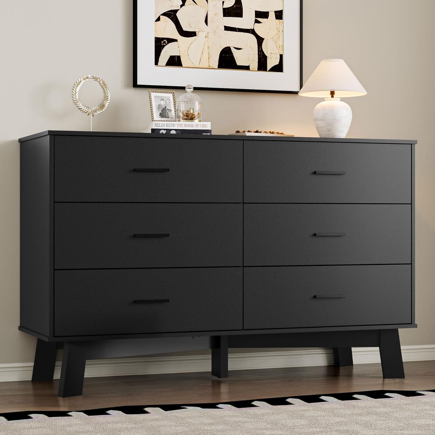 Modern 6-Drawer Dresser for Bedroom with Adjustable Leg