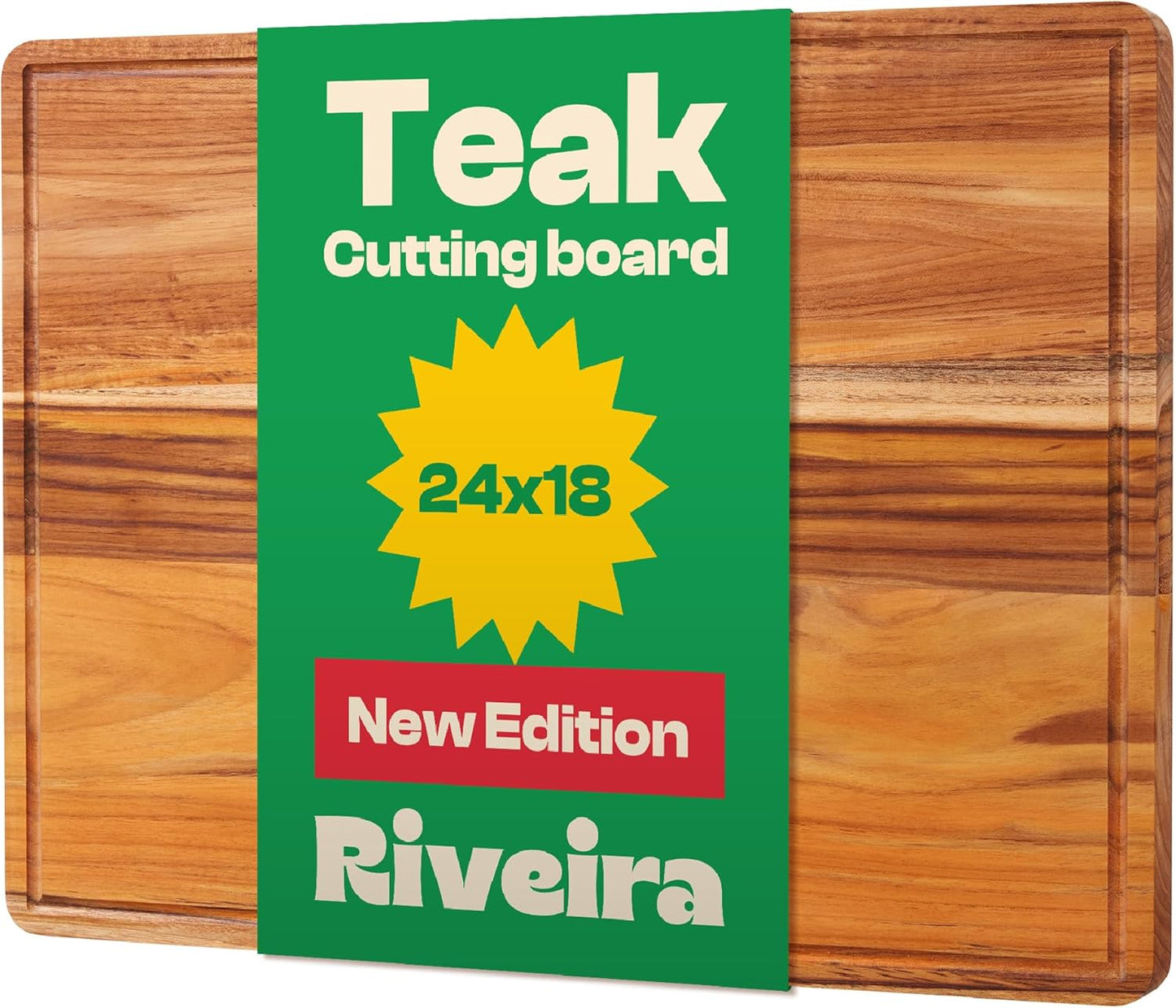 Riveira Teak Wood Cutting Board: 24 x 18 Gourmet Kitchen Essential