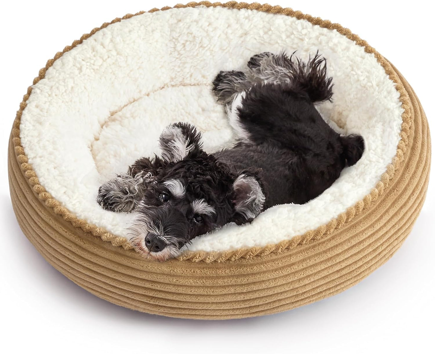 Round Donut Cat and Dog Cushion Bed for Small Pets, 25in
