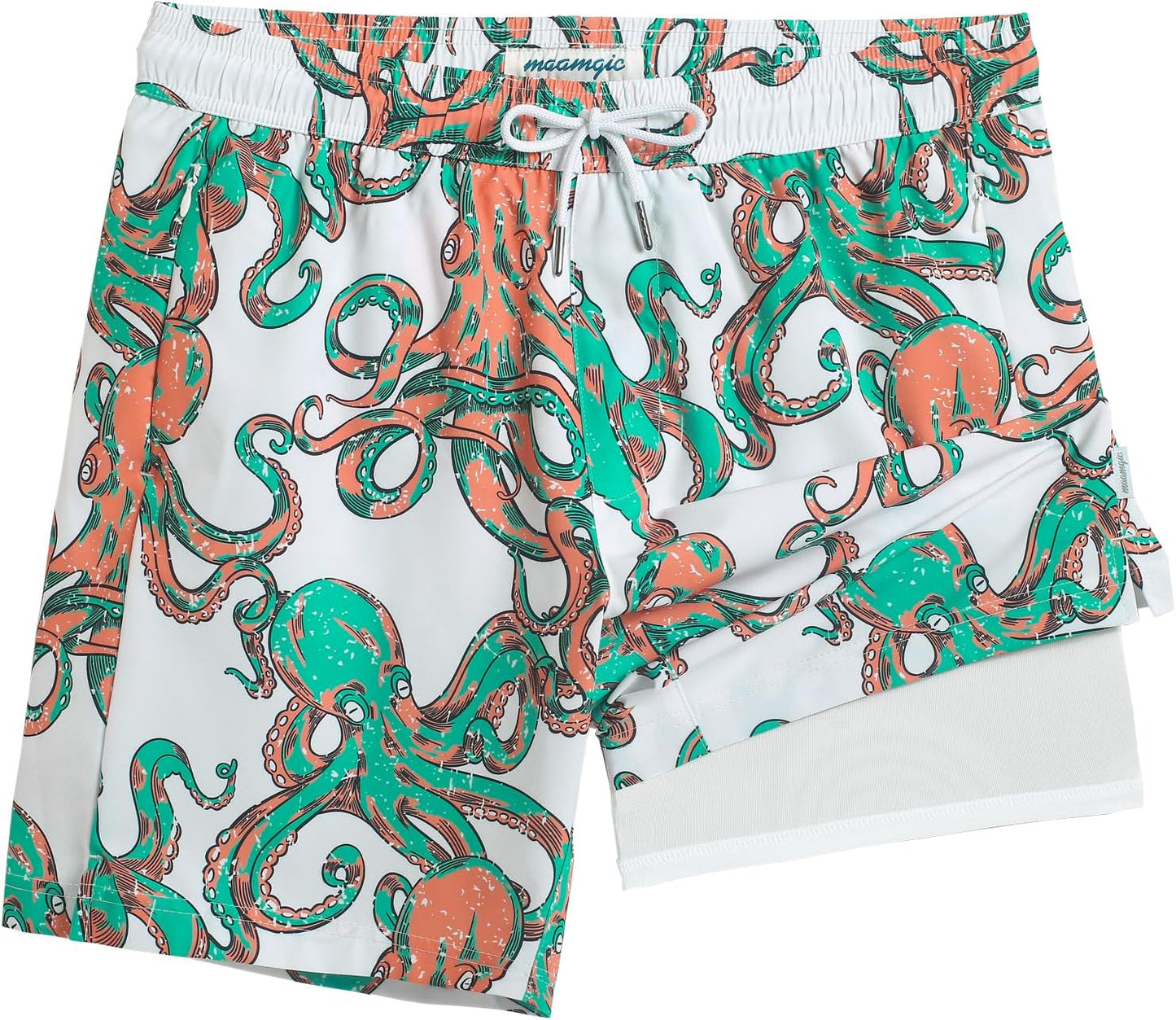 maamgic 7 Inch Mens Swim Trunks with Compression Liner