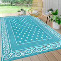Waterproof Outdoor Rug 6x9 Reversible Plastic Straw Patio Rug - Teal