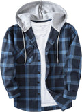 ZITY Men's Flannel Hoodie Shirt - Casual Plaid Button-Down Shoes