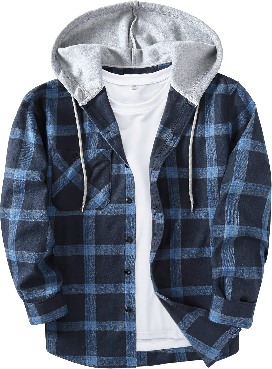 ZITY Men's Flannel Hoodie Shirt: Stylish Casual Button Down Plaid