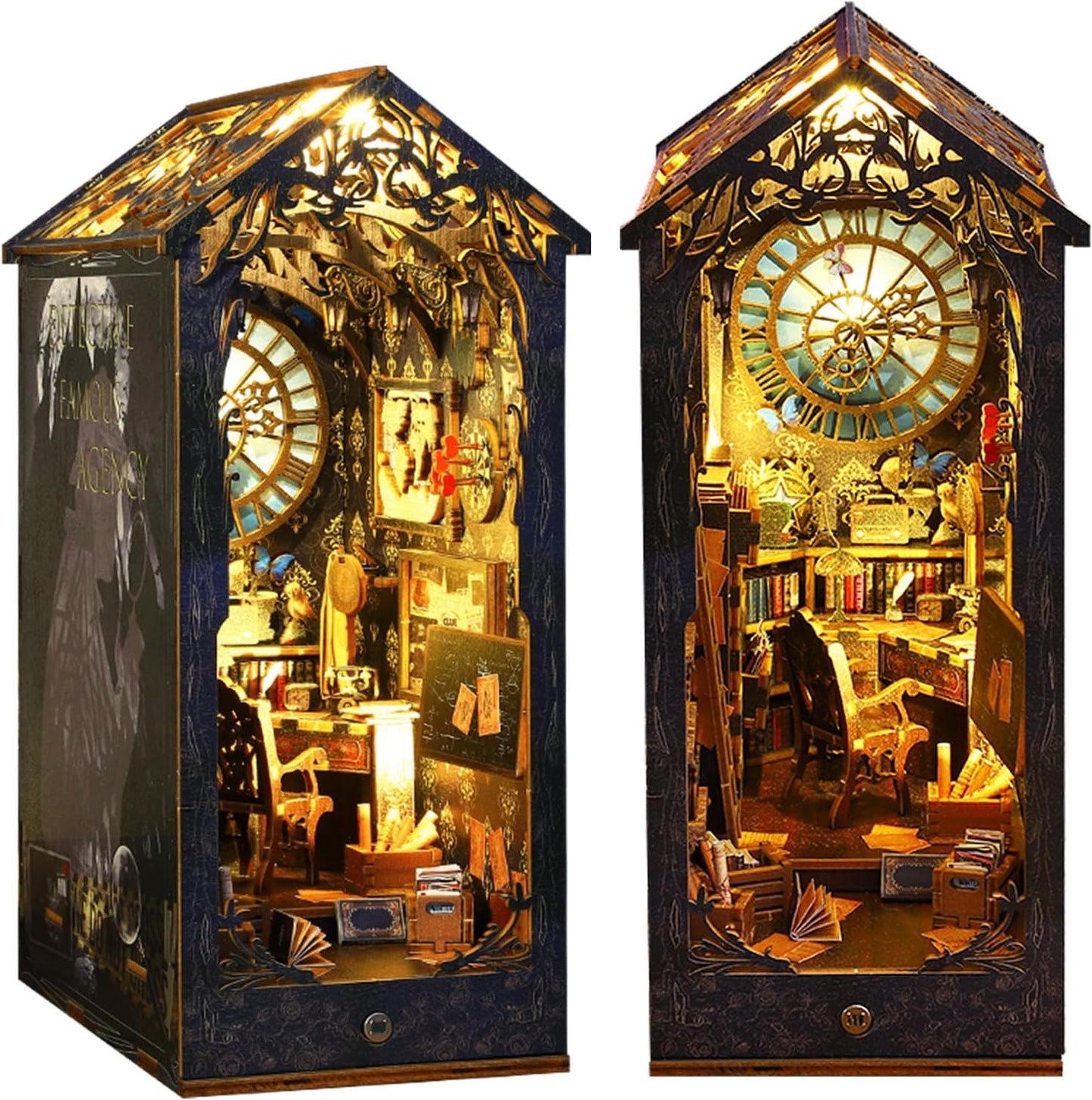 DIY Miniature Dollhouse Book Nook Kit with LED Lights for Decor