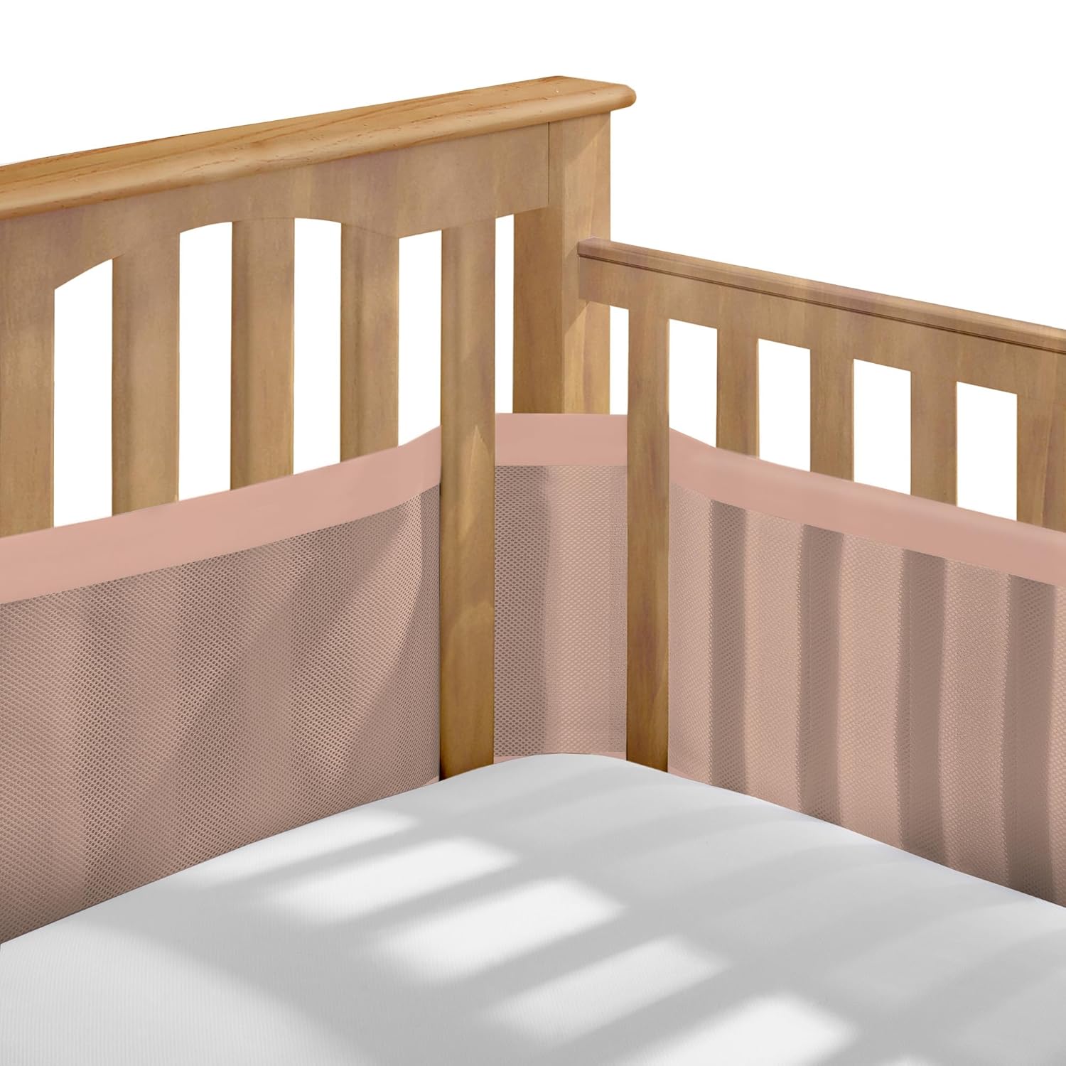 Breathable Mesh Liner for Full-Size Cribs in Shell Pink