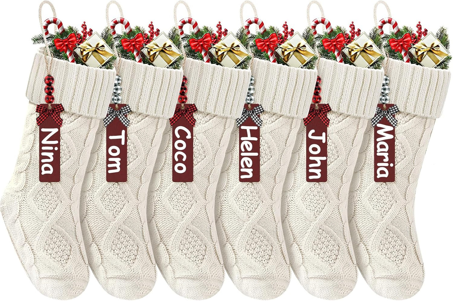 Long Knitted Christmas Stockings for Festive Home Decor