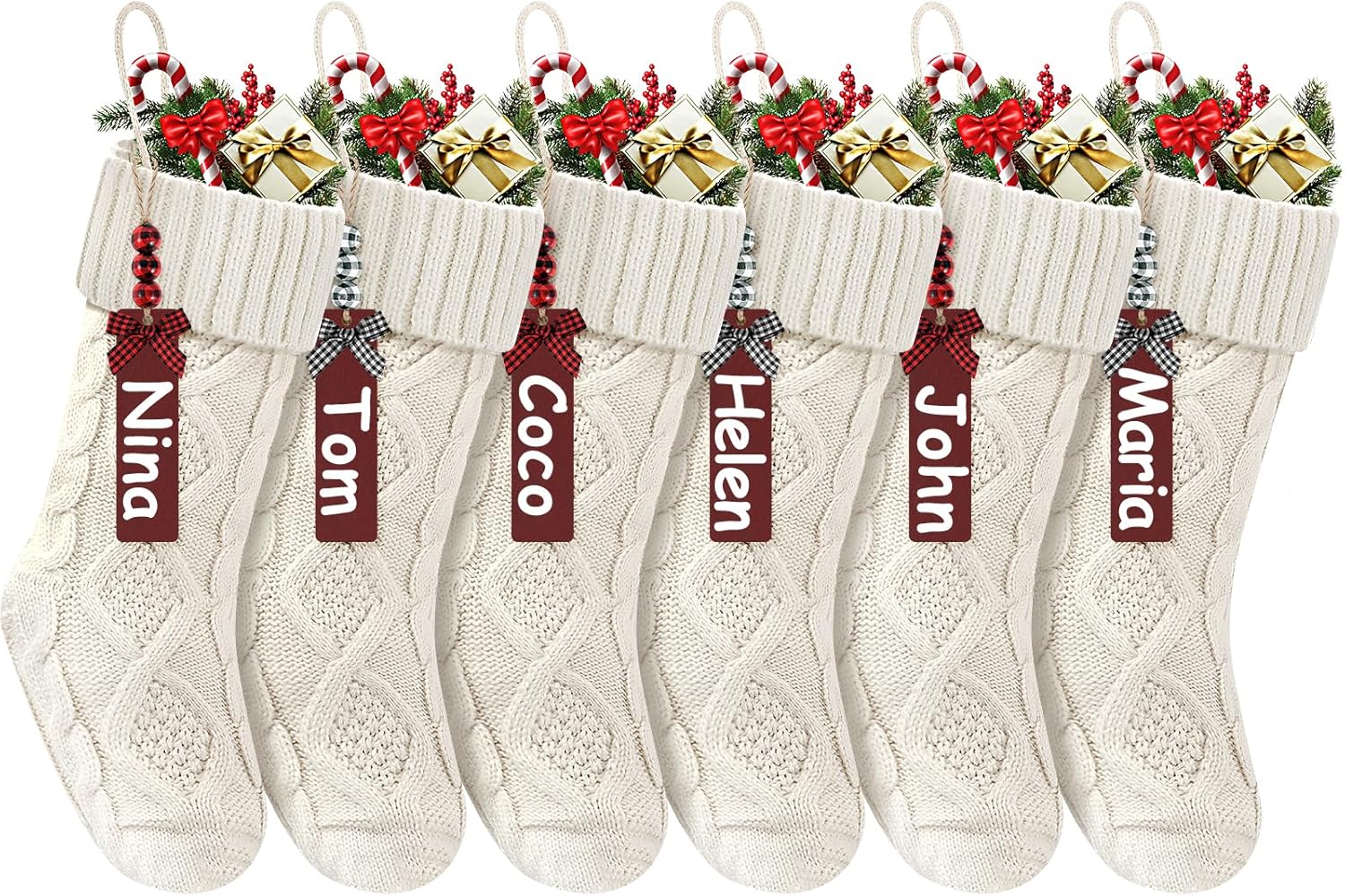 Long Knitted Christmas Stockings for Festive Home Decor