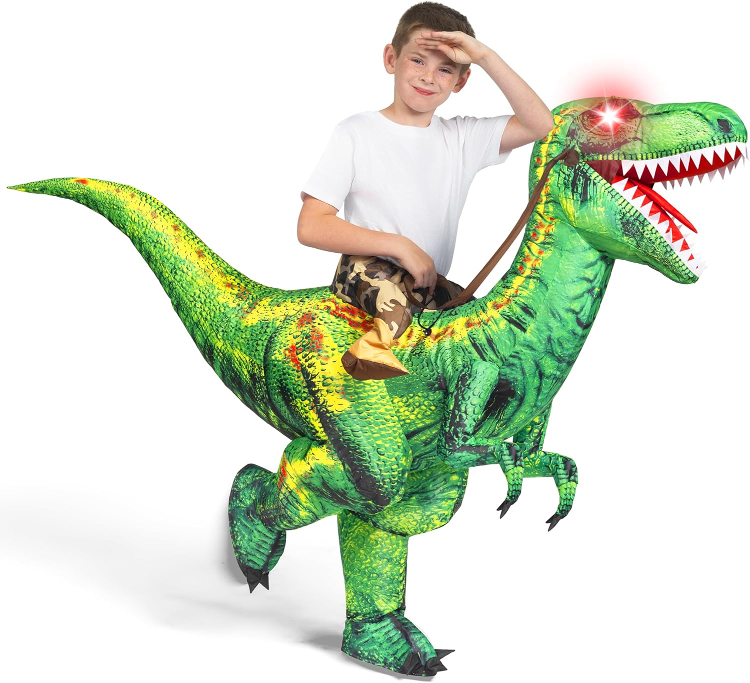 Ride-on Inflatable Raptor Costume for Kids Halloween Fun