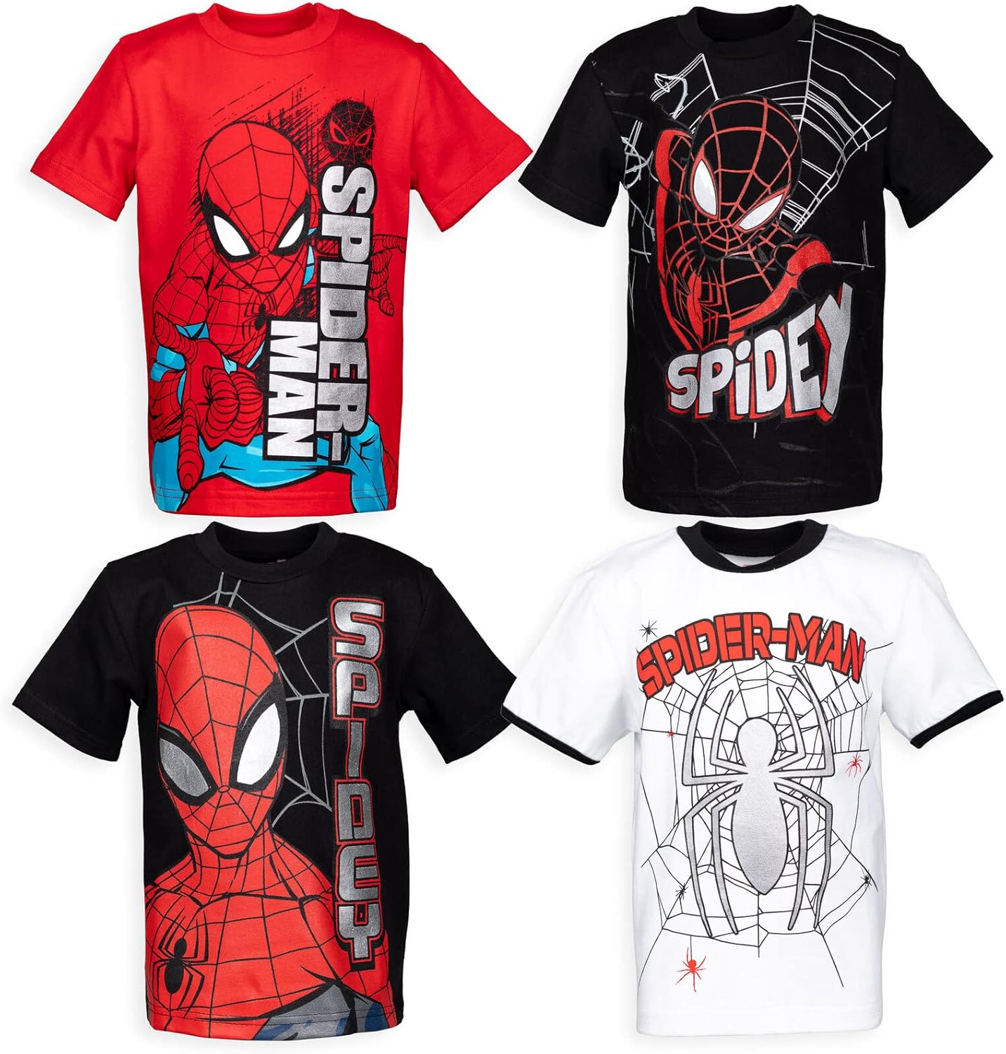 Marvel Spider-Man 4 Pack Pullover T-Shirts for Kids' Style