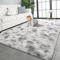5x8 ft Grey and White Shaggy Rug - Super Soft Plush Area Rug