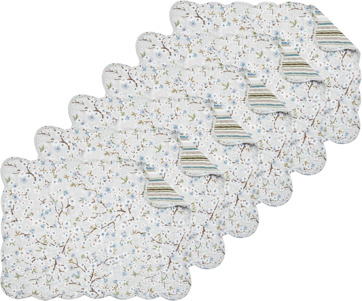 C&F Home Serenity Reversible Quilted Floral Placemats Set of 6