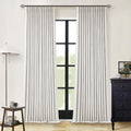 Beige White Pinch Pleated Full Blackout Curtains 96in - Linen Look