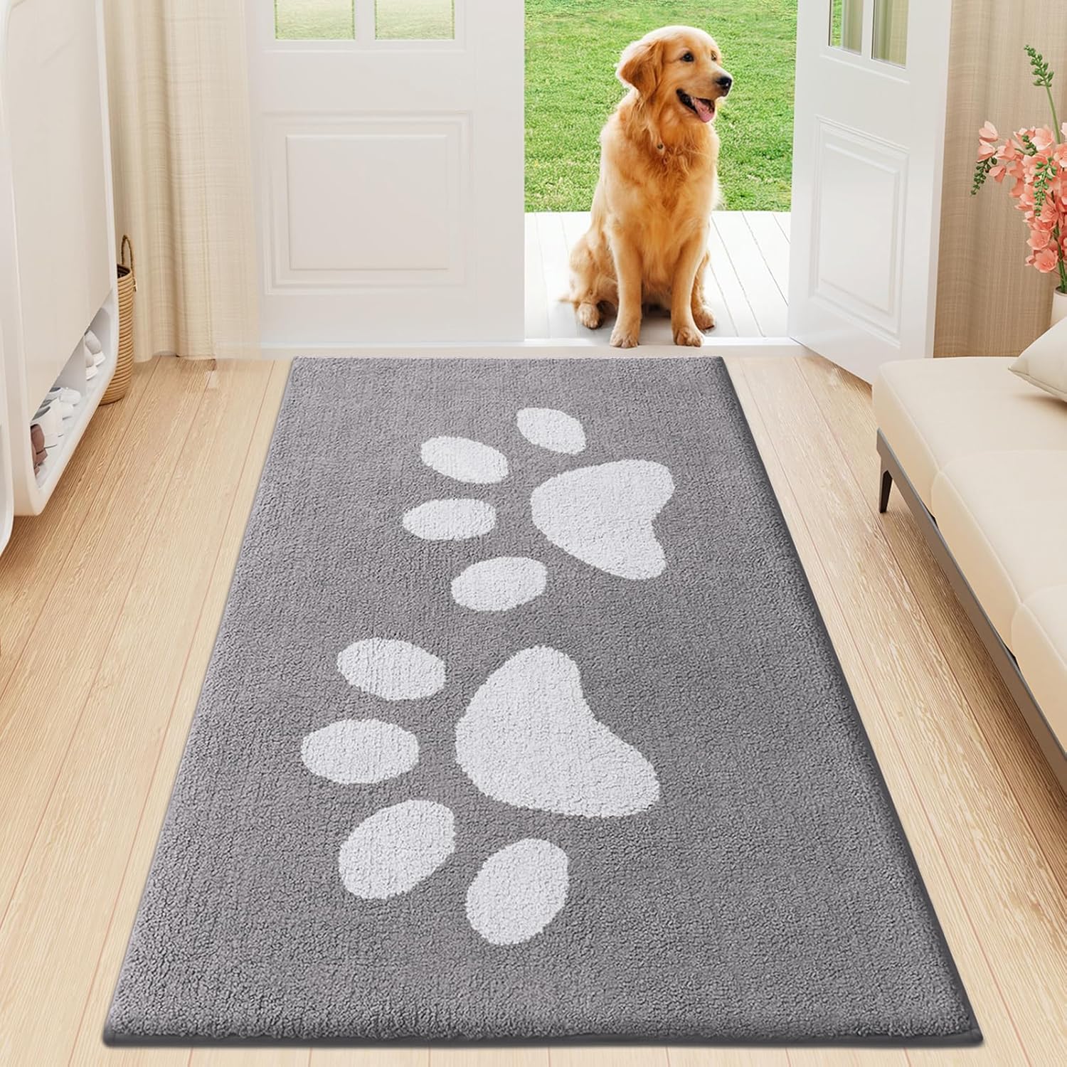 Buganda Dog Door Mat for Muddy Paws - Absorbent and Non-Slip