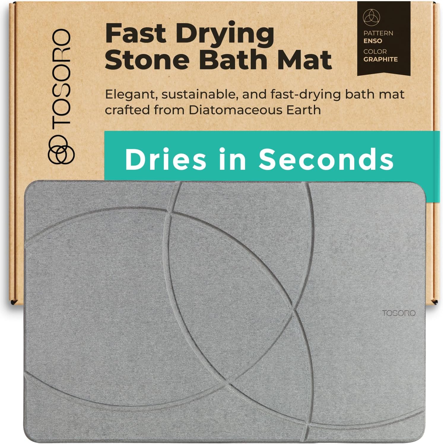 Stone Bath Mat - Diatomaceous Earth Non-Slip Quick Drying Mat