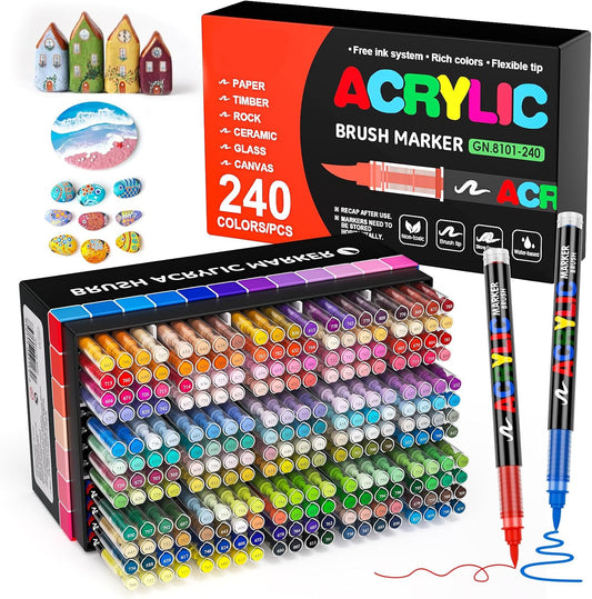 240 Colors Acrylic Paint Markers for Creative Art Projects