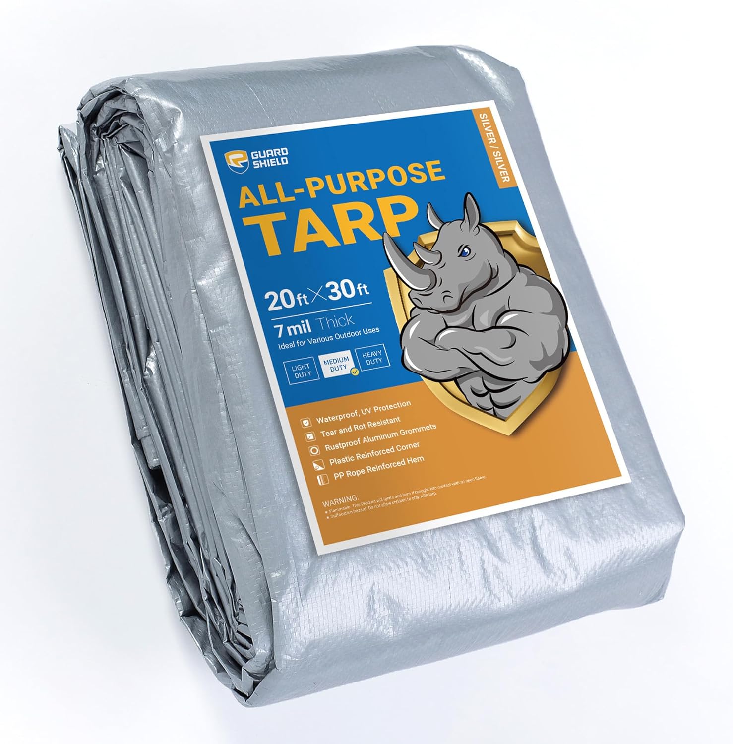 GUARD SHIELD Silver Tarp Waterproof 20x30 Feet for All Uses