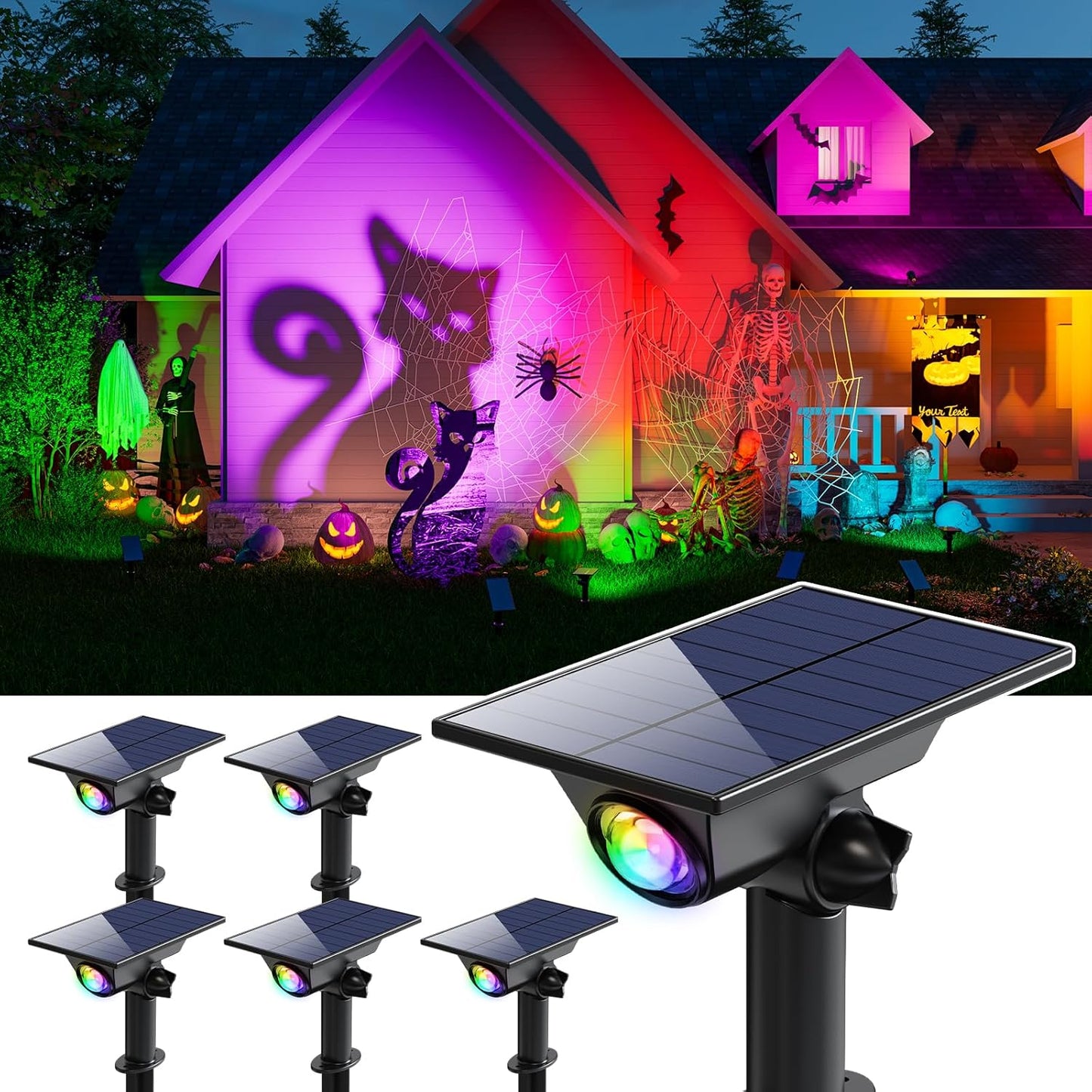 Color Changing Solar Power Spot Lights for Halloween Fun