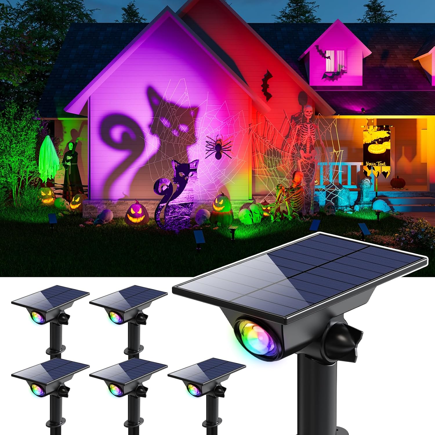 Color Changing Solar Power Spot Lights for Halloween Fun
