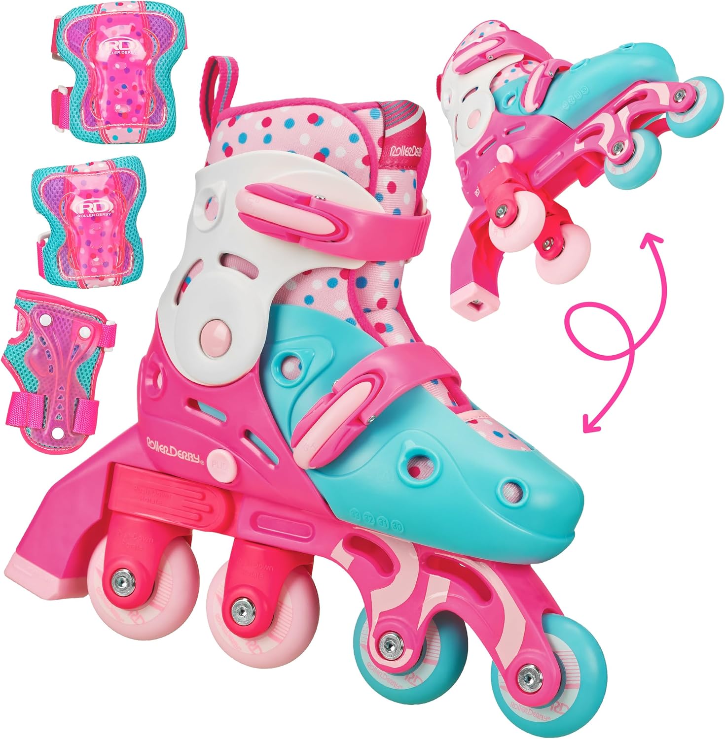 Roller Derby Switch Skates for Beginners - 2 in 1 Adjustable Skates