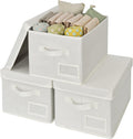 Fabric Storage Bins with Lids 3-Pack - Stackable Closet Organizers