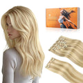 DOORES Hair Extensions Clip in Human Hair 20 in - Thick 150g Set