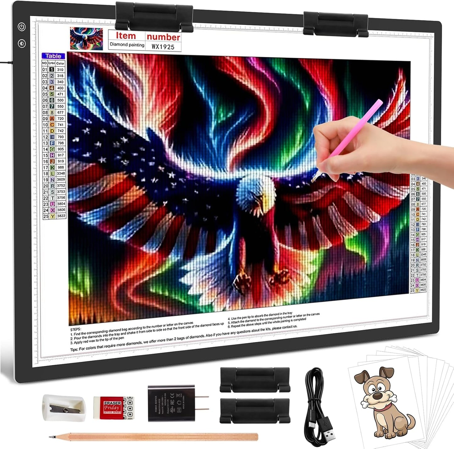 Rechargeable A2 Light Pad for Diamond Painting and Drawing