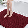 Chenille Bathroom Rug Mat 59x35 in Burgundy - Ultra Soft Plush Feel