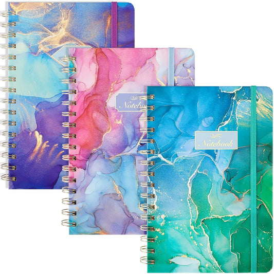 Premium A5 Spiral Journals 3-Pack, 100GSM Thick Paper, College Ruled