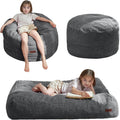 Convertible Kids Bean Bag Chair Bed, Machine Washable, Dark Grey