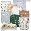Cloth Diapers 7 Pack with Inserts & Wet Bag - Adjustable One Size