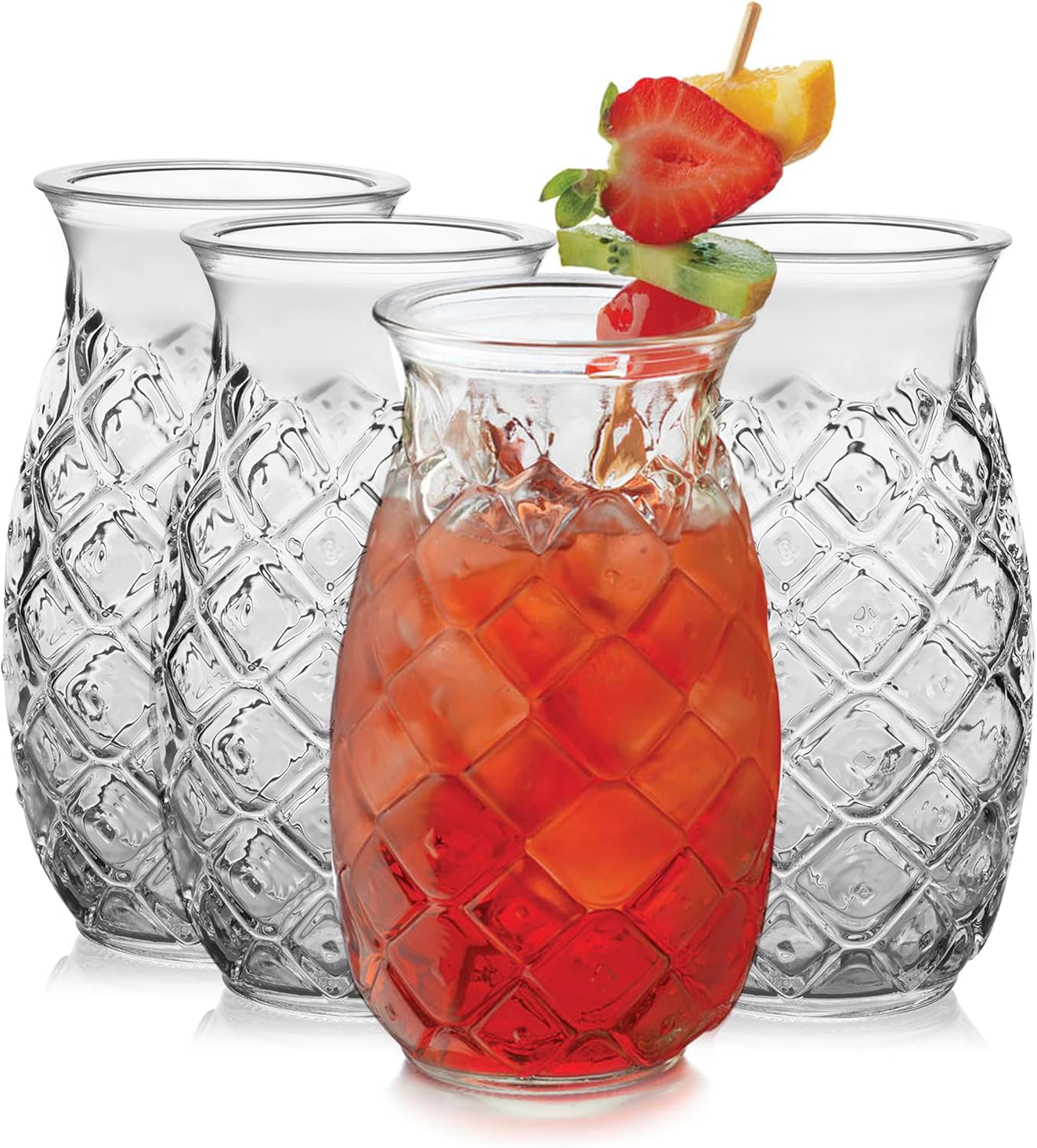 Set of 4 Libbey Tiki Pineapple Glasses - Perfect for Cocktails!