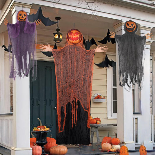 Hanging Halloween Decor with Pumpkins and Skeletons for Spooky Vibes