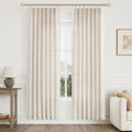 Natural Pinch Pleated 80 in Semi Sheer Linen Blend Curtains - Light