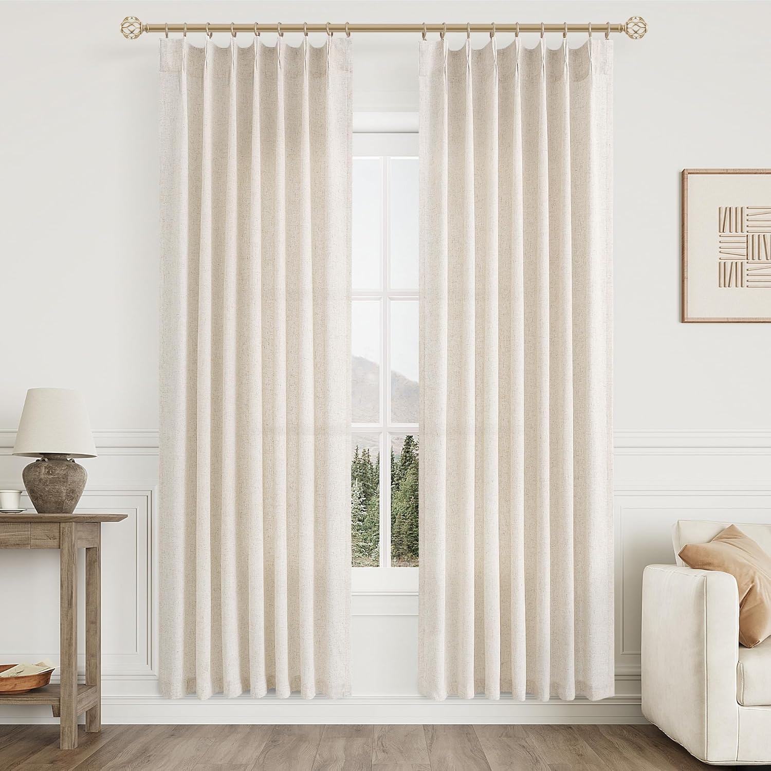 Natural Pinch Pleated 80 Inch Curtains for Elegant Spaces