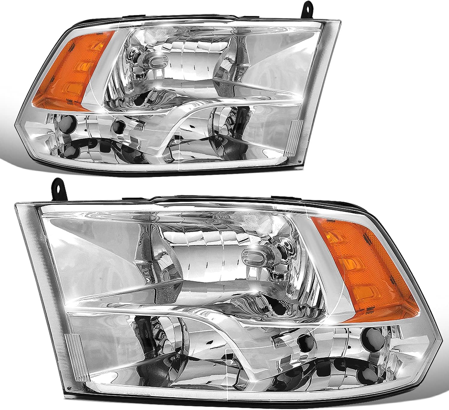 Chrome Amber Headlights for 10-18 Ram 1500-5500 Models