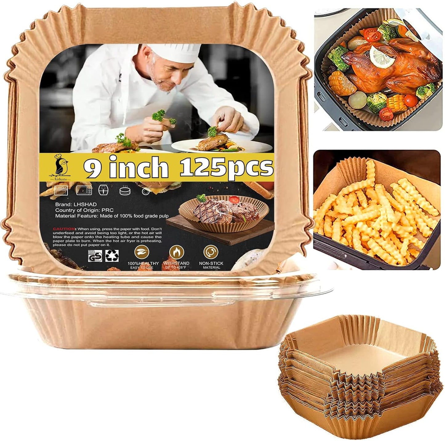 Non-Stick Air Fryer Liners: 125pcs for Easy Cooking!
