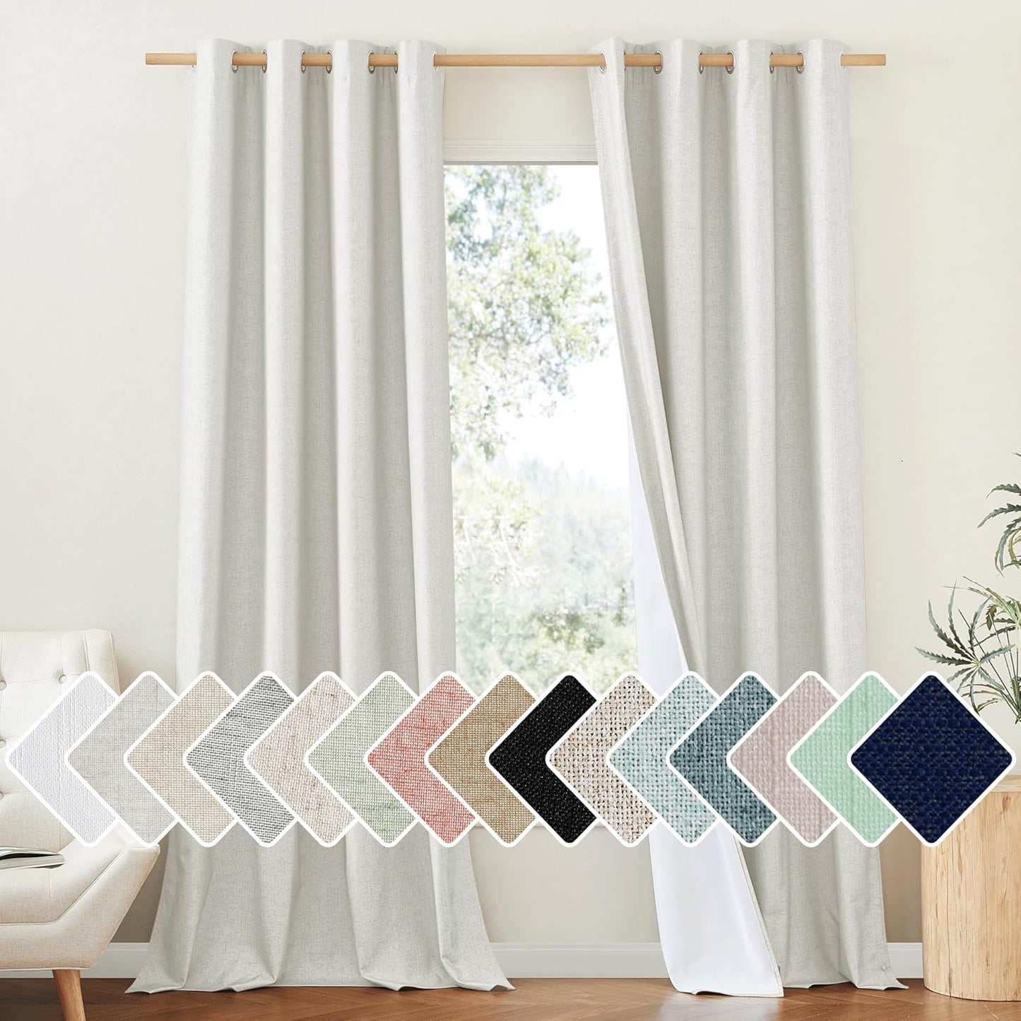NICETOWN 100% Blackout Linen Curtains for Elegant Home Decor