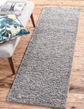 Unique Loom Solid Shag Area Rug Runner 2ft 6in x 16ft 5in - Cloud Gray