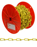 Double Loop Inco Chain on Reel - Yellow Polycoated, 50 ft