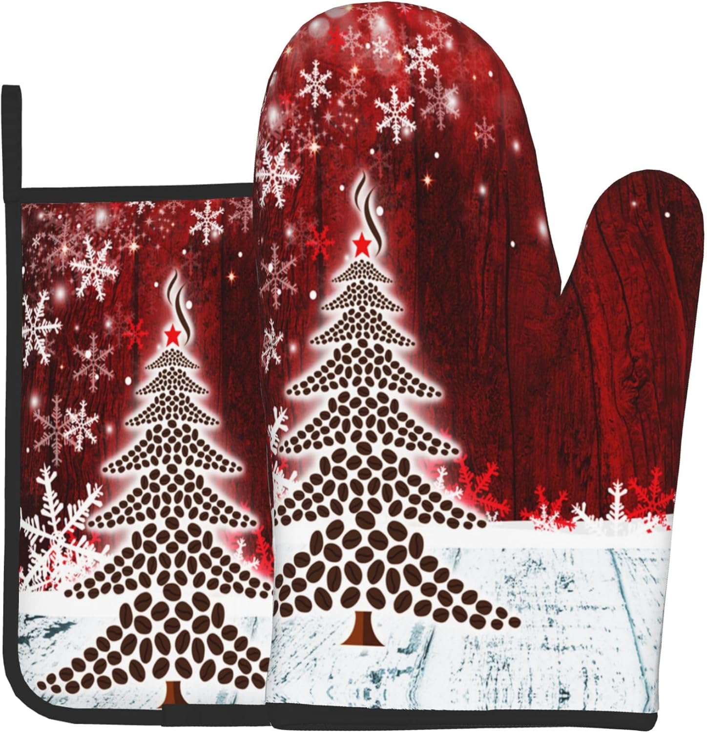Non-Slip Heat Resistant Christmas Oven Mitts Set