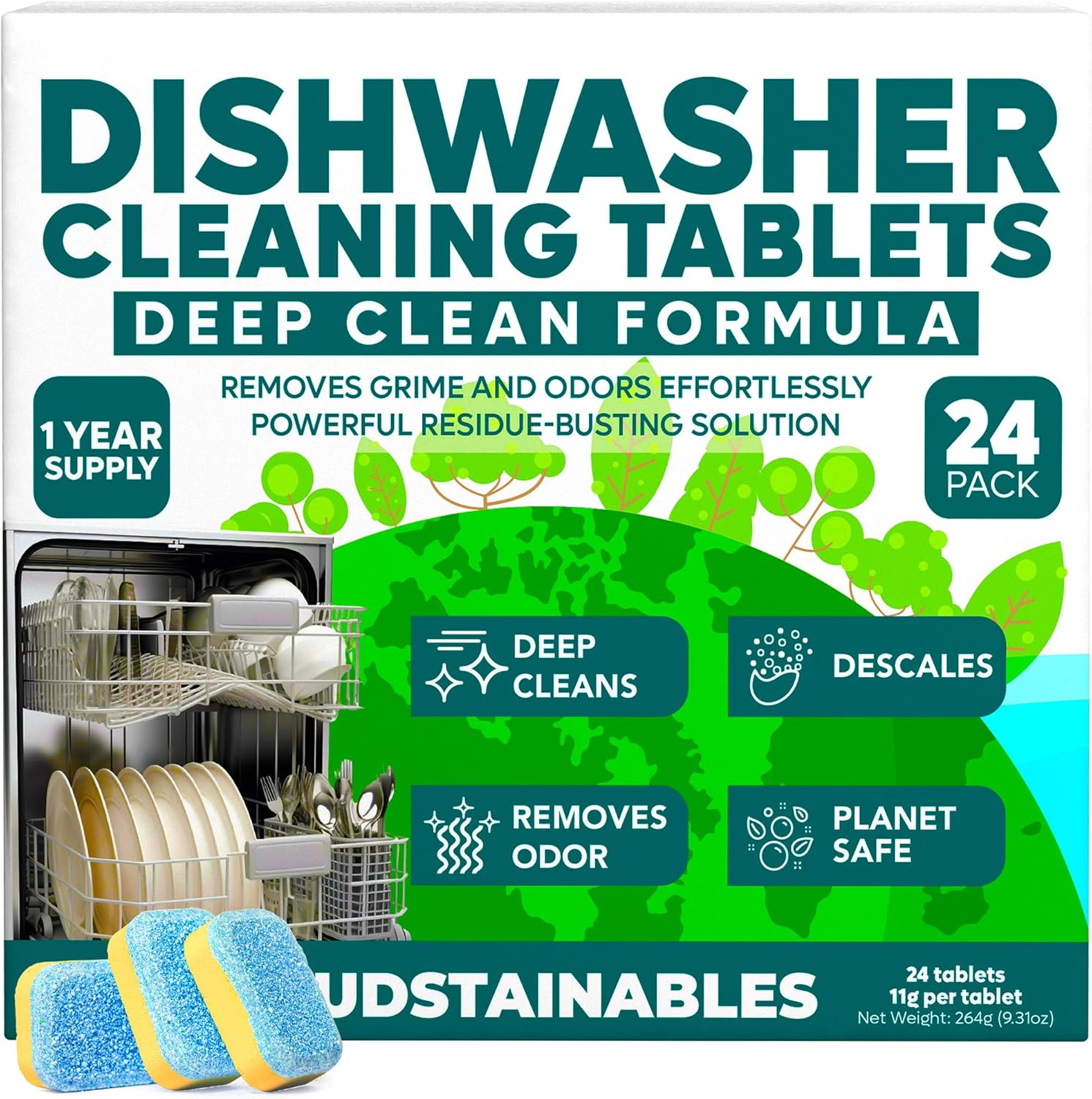 24-Pack Odor-Blasting Dishwasher Tabs by Sudstainables