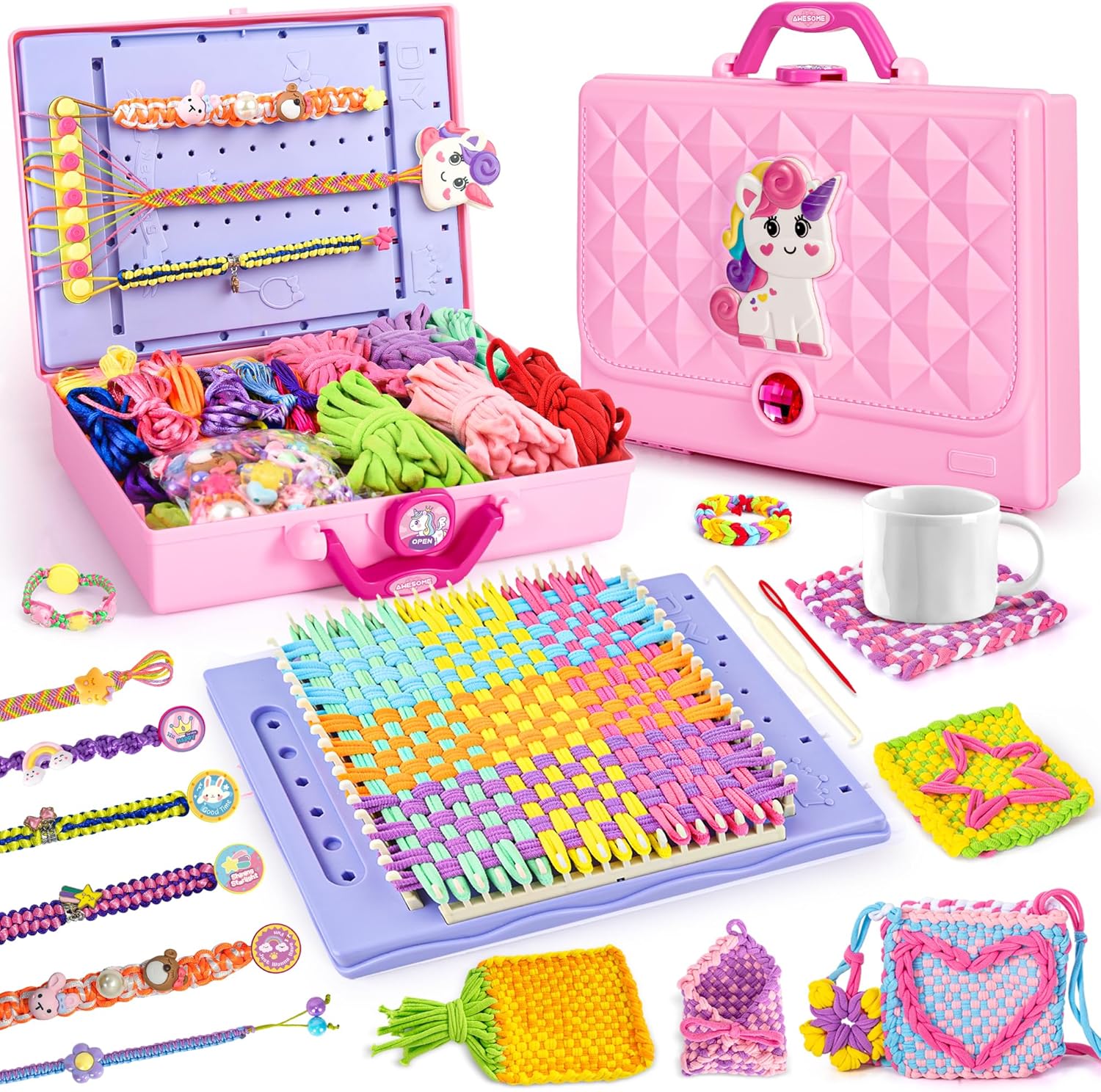 2-in-1 Friendship Bracelet Making Kit for Creative Girls