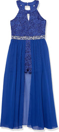 Girls' High Neck Romper Maxi Walk-Through Party Dress - Tween Formal
