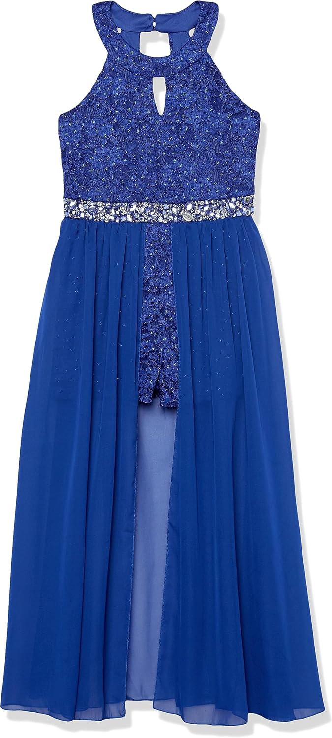 Speechless Girls' High Neck Romper Maxi Dress for Parties