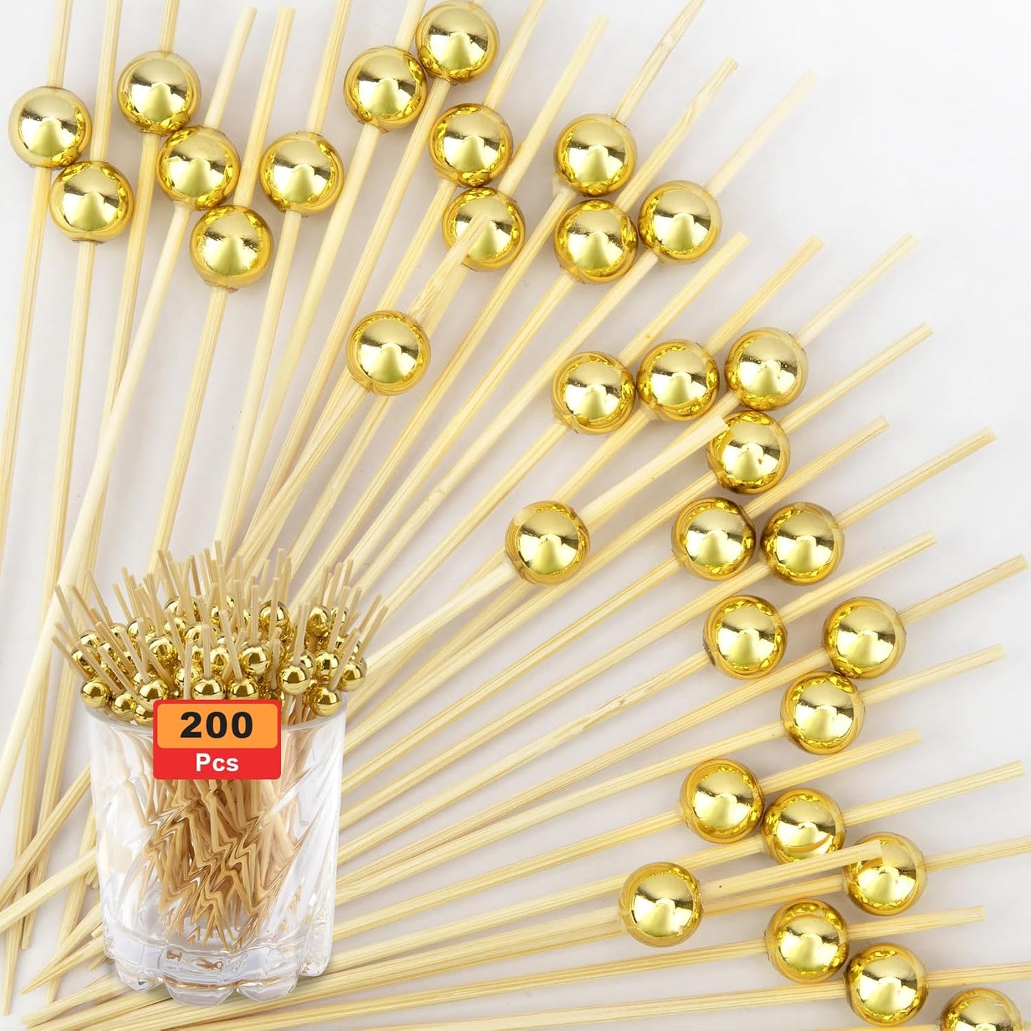 200PCS Gold Cocktail Picks - Fancy Toothpicks